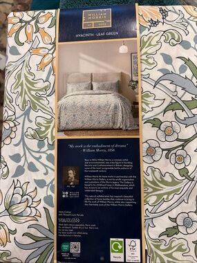 William Morris Hyacinth Leaf Green Cotton Duvet Cover King Size - Leaf Green